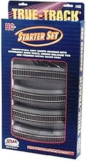 Atlas HO True-Track Starter Set (18 Sections, 2 Switches, & Terminal Joiners - 12.75 x 17 x 2 inches, Gray Graveled Roadbed, Code 83 Track, HO Scale)