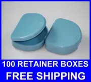 100 Light Blue Denture Retainer Box Orthodontic Dental Case Mouth Bleach Brace