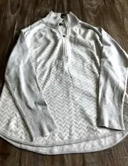 Eddie Bauer Grey Collared 1/4 Zip Up Top w/ Zig Zag Pattern Size M NWT