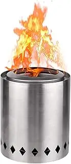 NQEUEPN Tabletop Fire Pit, Mini Portable Solo Firepit Table Top Fireplace for Outdoor Backyard Garden, Patio, Fueled by Pellets or Wood, Stainless Steel, 5.7x5 inch