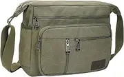 BOMKEE Canvas Messenger Bag, Satchel Bag Vintage Canvas Shoulder Bags Crossbody Laptop Side Bag for Work School Travel