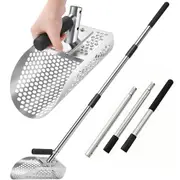 Metal Detector Sand Scoop with Extension Pole Stainless Steel for Beach Gold Panning and Excavation