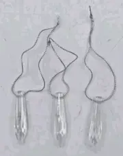Clear Crystal Leaded Prism Drops With Silver Cord 2" Long Crystal Drops Set Of 3