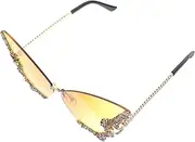 [FRCOLOR] Butterfly Rimless Sunglasses for Women Vintage Frameless Eyewear with UV Protection Design for Beach Parties and Outdoor Activities