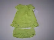 Mayoral Boutique Girls Dress/Bloomer Set Lace S/S Lime Green Size 0-1M NWT
