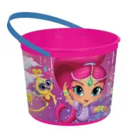 Shimmer And Shine Plastic Bucket w/ Handle Birthday Party Pail Favor 4.5 " High