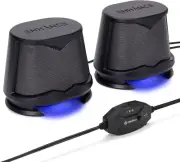 ENHANCE SB2 PC Speakers with Blue LED Glow Lights and 2.0 USB Powered Design
