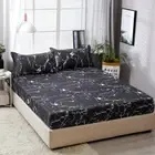 Black Marble Floral Mattress Protector Queen/King Size Fitted Sheet Pillowcase