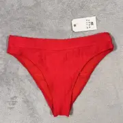 Billabong Bikini Bottom Womens Large Red Wave Trip Maui Rider Skimpy Coverage