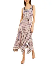 Misook Printed Square Neck Maxi Dress