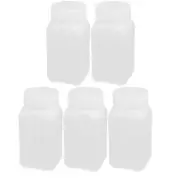 5pcs 250ml HDPE Plastic Wide Mouth Square Liquid Storage Bottle Container White