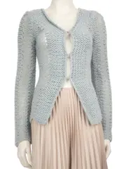 Blue Wool Knit Cardigan