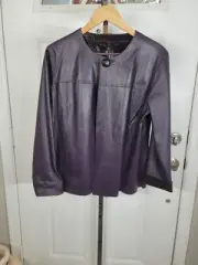 Reversible Chicos Snake Print/Leather Blazer Jacket Plum/Burgundy Size M 12/14