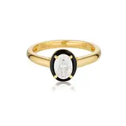 Georgini Reflection Oval Ring Gold & Black Enamel