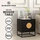 Sarantino Silvia Bedside Table with 2 Drawers in Black