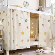 SIQITECHNO Students Dorm Bunk Bed Curtain, Modern Style, Flower Grids(2x1.15m), 2 Pcs, Twin/Single Size, Dustproof & Lightproof, Easy to Install