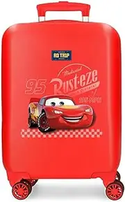 Joumma Bags, Disney Cars RD Trip, Cabin Suitcase, Children's Suitcase, Made of ABS, a Rigid and Lightweight Material, Double Wheels with multidirectional Rotation, Side Combination Lock., red, Red,