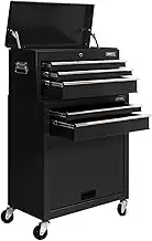 Giantz 7 Drawers Large Tool Chest Trolley, Lockable Toolbox Tools Storage Box Cabinet Cart Garage Ute Organiser Boxes, Heavy Duty Multi Height with Brake Sturdy Construction Black