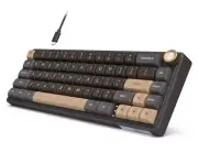 R65 Wired Gaming Keyboard with Volume Knob, Hot-Swappable Cream Switch Black
