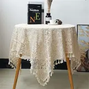Vintage Crochet Tablecloths Lace Doilies Cotton Beige Square Tablecloths Table