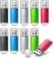 [TOPESEL] 16GB 10Pack 3.0 USB Flash Drive High Speed 16gb Thumb Drive Memory Stick Jump Drive 16G USB Drive Zip Drive for PC laptops, tablets, TVs, car audio(5 Mixed Colors: Black Blue Green Red Silver)