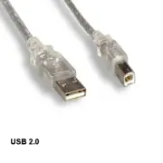 KNTK 3' Clear USB 2.0 Type A to B Cable 28AWG Scanner Printer HDD Data Cord