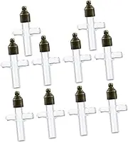 NOLITOY 1 Set Cross Shape Tiny Glass Wish Bottles Mini Transparent Storage Vials with Screw Caps for DIY Charms and Souvenir Collecting for Wishes and Keepsakes