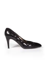 Black Suede & Leather Cut-Out Pattern Pumps