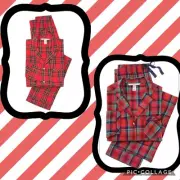NWT Victoria's Secret Mayfair Red Green Plaid Lightweight PJ Pajama Set Flannel