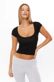 [Supré] Supré - Giselle Scoop Neck Tee - Black L BLACK