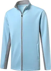[DEOLAX] Mens Track Jacket Classic Men's Full Zip UP Casual Lightweight Soft Long Sleeve Collar Golf Jackets for Men Outerwear