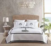 [Tommy Bahama] Palm Island Collection | Quilt - 100% Cotton, Reversible, Soft & Breathable, Pre-Washed for Added Softness, Queen, Grey