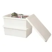 white Car Trunk Organizer with Lid，Stackable Plastic Boxes Set of 2&#6529