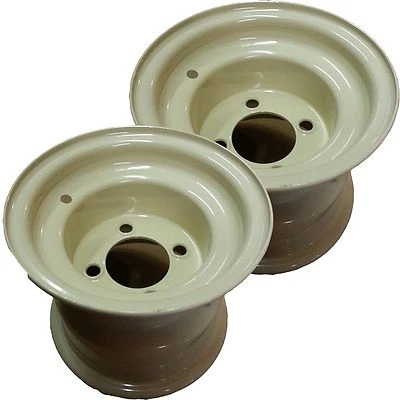 2) Golf Cart Go Kart Riding Lawn Mower RIM WHEEL 8x7 4/4 Beige Zero Offset