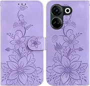 Compatible with Tecno Camon 20 4G CK6 Flip Kickstand Cover,Compatible with Tecno Camon 20 Pro 4G CK7n Card Slot Wallet Case Purple