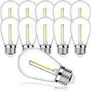 ProCrus E27 S14 LED Filament Light Bulbs,1W Vintage Edison Bulb,Warm White Retro Light Bulbs,5W Incandescent Equivalent,Plastic,for Outdoor String Lights Replacement Bulb,Pack of 10