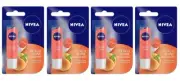 Nivea Fruity Shine Peach Lip Balm, 4.8g (pack of 4) free shipping world