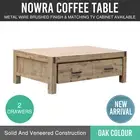 Coffee Table Solid & Veneered Acacia Construction 2 Drawers Oak Chocolate Nowra