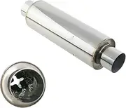 2'' 2.5'' Stainless Steel Silver Exhaust Muffler Pipe Spiral Straight-through Resonator Reduce Sound Universal Car(ZL401b-JS)