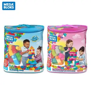 費雪 Fisher-Price 美高積木 Mega Bloks 80片積木袋(藍色/粉色)