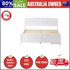 Wooden Bed Frame King Size Base with Trundle Storage Drawers White