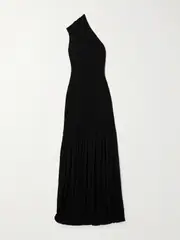 [Proenza Schouler] Proenza Schouler - Cora One-shoulder Stretch-knit And Pleated Crepon Maxi Dress - Black - US12 US 12 Black