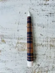 Fall Plaid Realistic Flame LED Timer Taper Candle Burnt Orange & Black Plaid