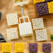 4 Flower Stamps Moon Cake Decor Mould DIY Pastry Square Mooncake Mold Tool AU.
