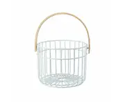 Iron Storage Basket Picnic Basket Metal Storage Basket Wire Storage Home Dessert Basket Food Container,White