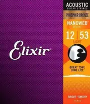 Elixir 12/53 Nanoweb Light Acoustic Guitar Strings