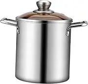 Generic Stainless Steel Small Deep Fryer Pot Kitchen Frying Pan Mini Deep Oil Fryer Mini Deep Fryer for Drumsticks Fried Chicken Legs, with lid