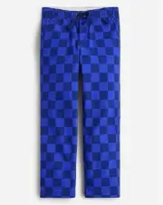 New Crewcuts Boys Chino Dock Pants Sz 14 Blue Checker Cotton Elastic Waist