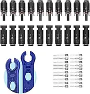 E-TING 42PCS Solar Panel Connector IP67 Waterproof Solar Connectors 1000V 30A Male/Female Plug with 2PCS Wrench Spanners (10 Pairs)