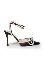 Black Embellished Double Bow Heels